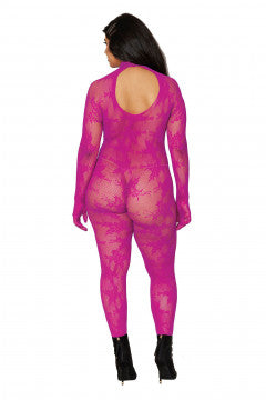 Dreamgirl Gloved Lace Bodystocking With Keyhole Back Azalea