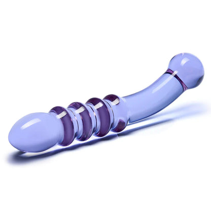 Glas Purple Rain Ribbed Dildo